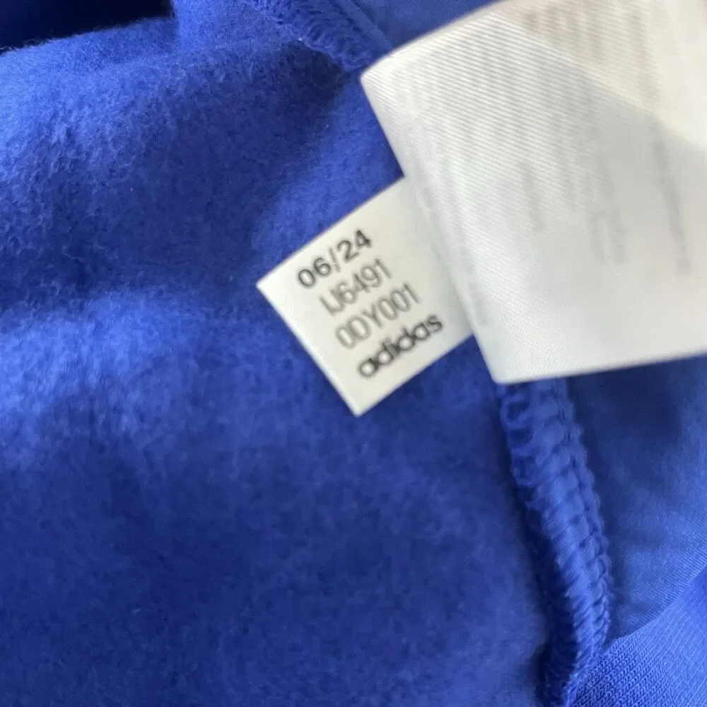 NWT Adidas Essentials French Terry 3-Stripes Full-Zip Hoodie Royal Blue Sz Small